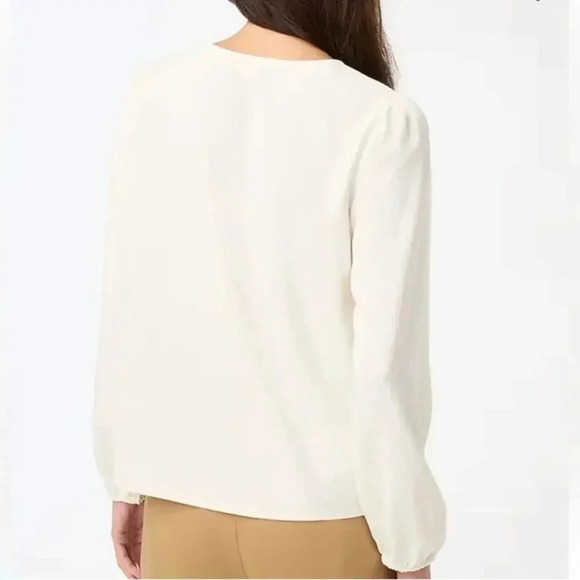 J. Crew Petite Puff-sleeve satin-back crepe top in Ivory Size SP PS NWT - Picture 2 of 7